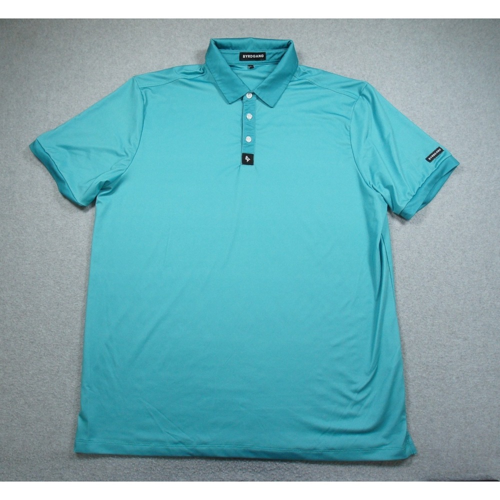 Byrdgang Polo Shirt Mens Large Blue Performance Golf Short Sleeve Casual